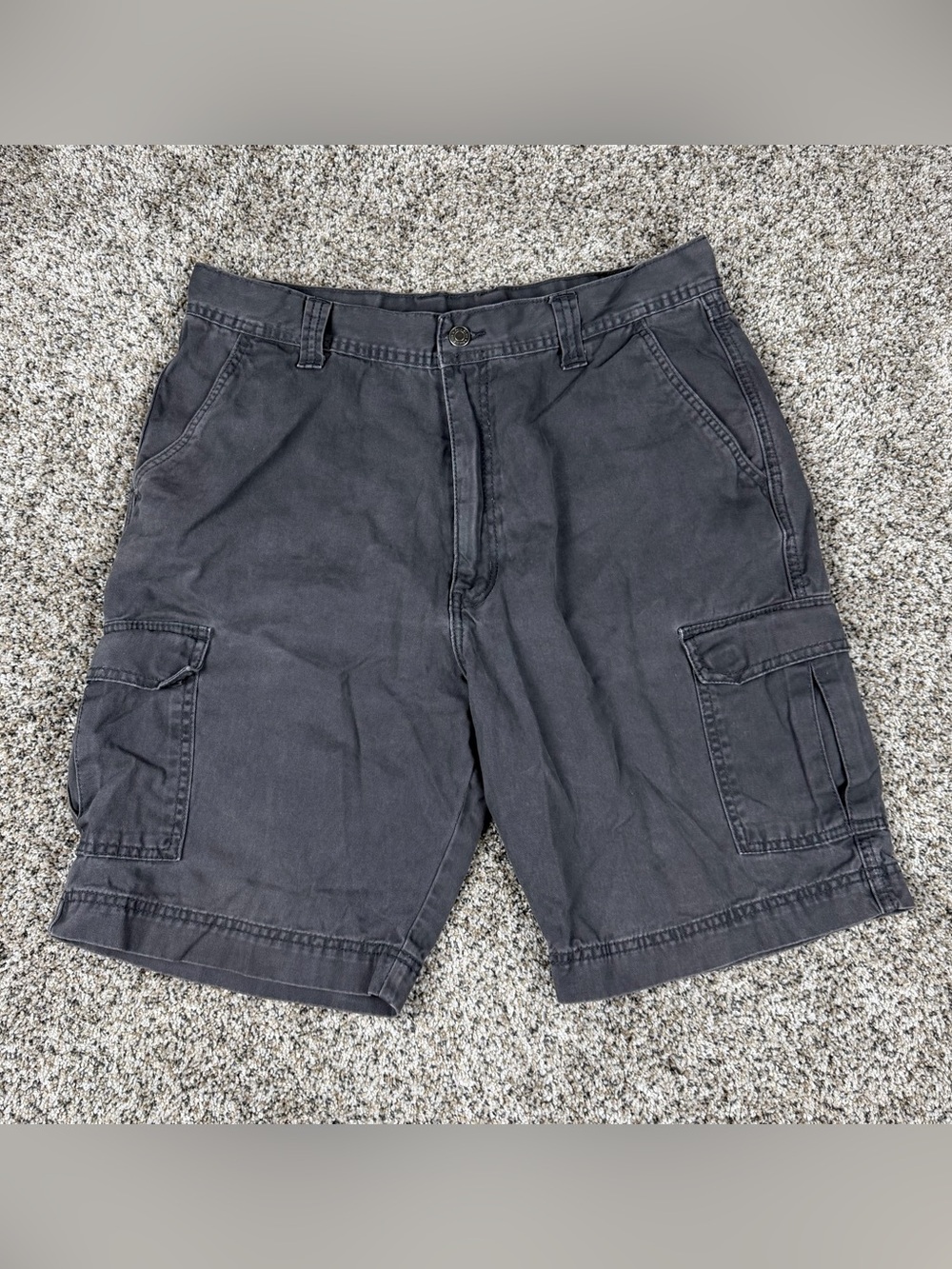 Sz 34 Men’s Full Blue Brand Cotton Utility Cargo Shorts Dark Grey